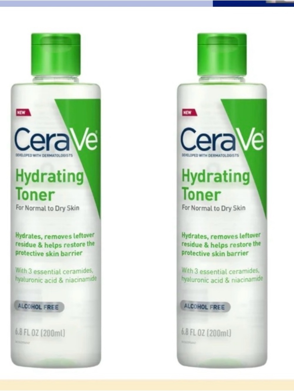 2 pack CeraVe Hydrating Facial Toner NO Alcohol Toner Normal to Dry Skin 6.8 oz